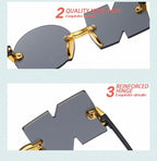 Letter NO Party Rimless Irregular Design Sunglasses For Men/Women Fashionable NO Sunglasses for Kids Oversize & Irregular Design Frameless Polygon Glasses For Children Stevvex