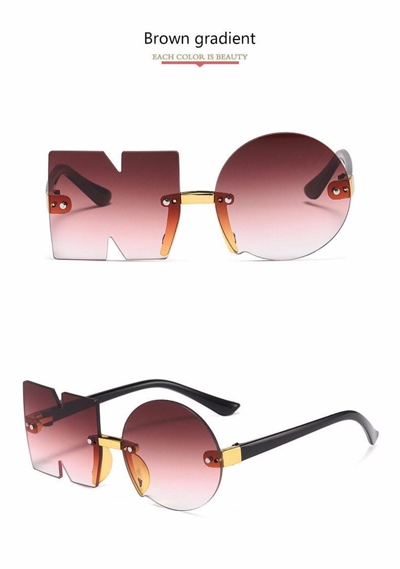 Letter NO Party Rimless Irregular Design Sunglasses For Men/Women Fashionable NO Sunglasses for Kids Oversize & Irregular Design Frameless Polygon Glasses For Children Stevvex