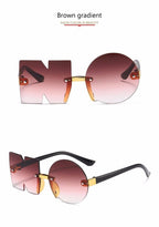 Letter NO Party Rimless Irregular Design Sunglasses For Men/Women Fashionable NO Sunglasses for Kids Oversize & Irregular Design Frameless Polygon Glasses For Children Stevvex
