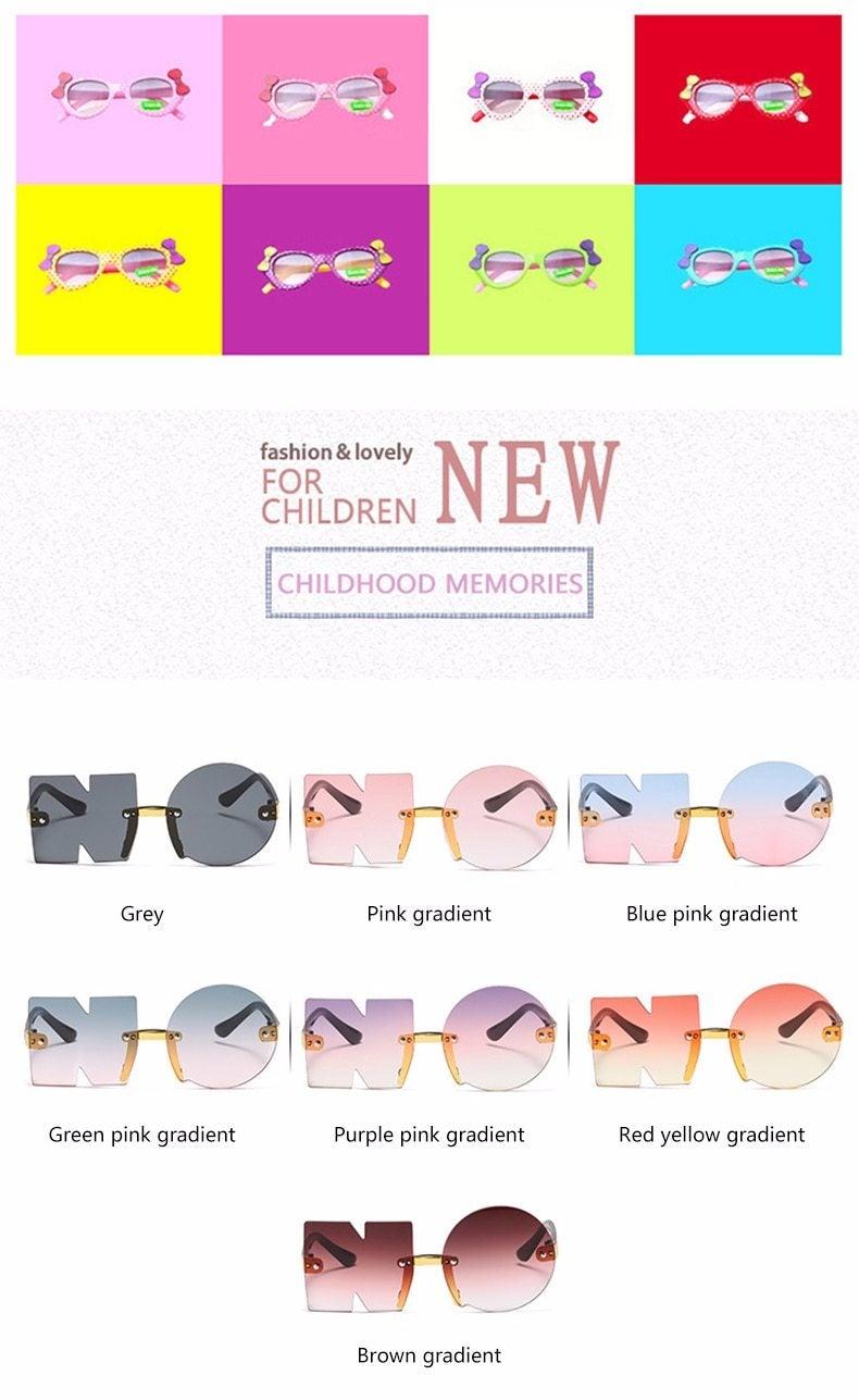 Letter NO Party Rimless Irregular Design Sunglasses For Men/Women Fashionable NO Sunglasses for Kids Oversize & Irregular Design Frameless Polygon Glasses For Children Stevvex