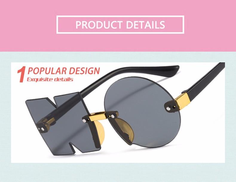 Letter NO Party Rimless Irregular Design Sunglasses For Men/Women Fashionable NO Sunglasses for Kids Oversize & Irregular Design Frameless Polygon Glasses For Children Stevvex