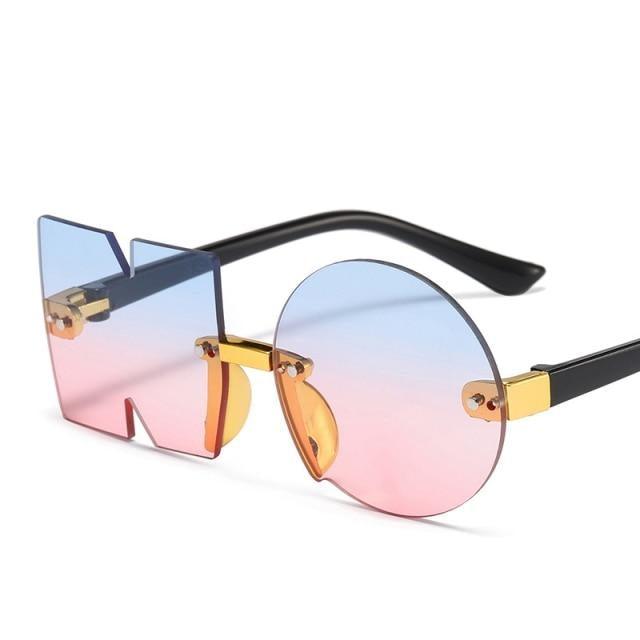 Letter NO Party Rimless Irregular Design Sunglasses For Men/Women Fashionable NO Sunglasses for Kids Oversize & Irregular Design Frameless Polygon Glasses For Children Stevvex