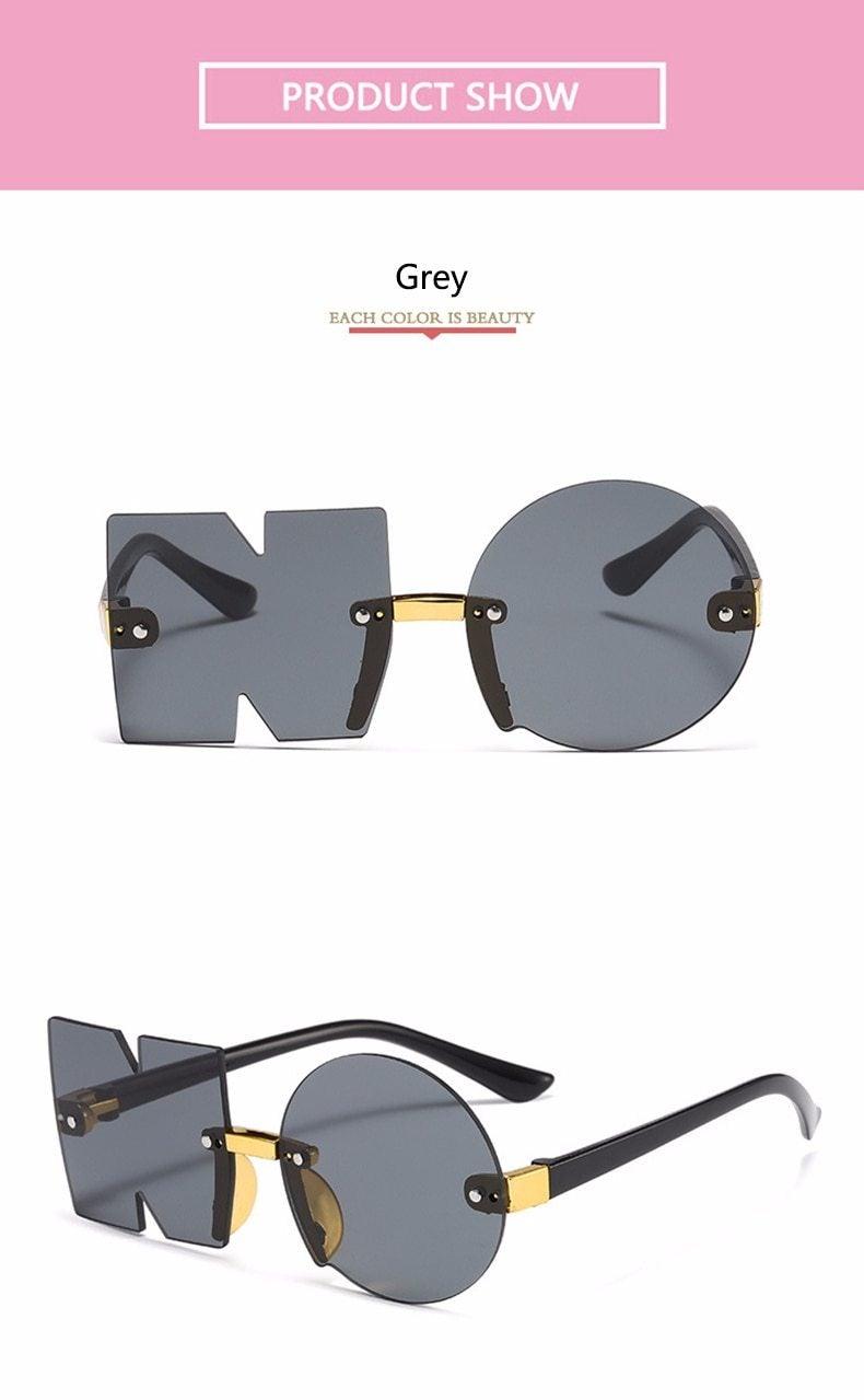 Letter NO Party Rimless Irregular Design Sunglasses For Men/Women Fashionable NO Sunglasses for Kids Oversize & Irregular Design Frameless Polygon Glasses For Children Stevvex