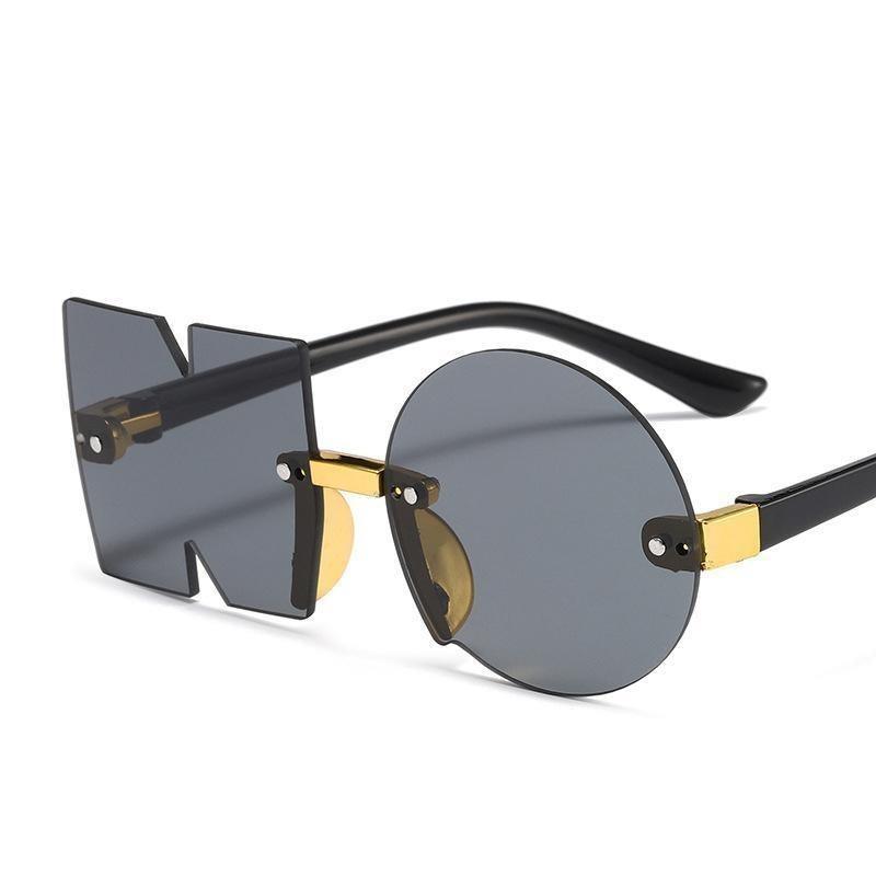 Letter NO Party Rimless Irregular Design Sunglasses For Men/Women Fashionable NO Sunglasses for Kids Oversize & Irregular Design Frameless Polygon Glasses For Children Stevvex
