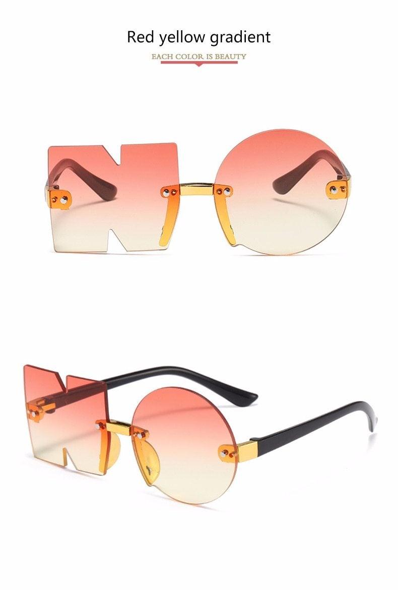 Letter NO Party Rimless Irregular Design Sunglasses For Men/Women Fashionable NO Sunglasses for Kids Oversize & Irregular Design Frameless Polygon Glasses For Children Stevvex