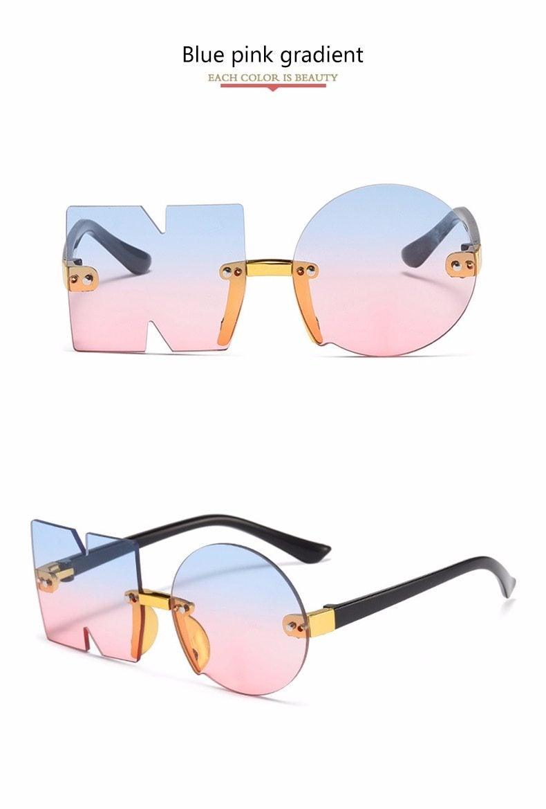 Letter NO Party Rimless Irregular Design Sunglasses For Men/Women Fashionable NO Sunglasses for Kids Oversize & Irregular Design Frameless Polygon Glasses For Children Stevvex