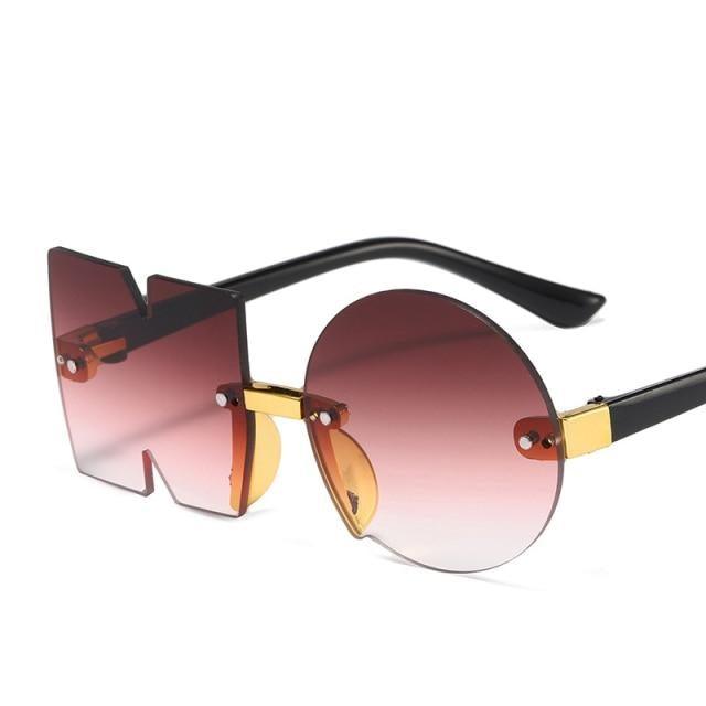 Letter NO Party Rimless Irregular Design Sunglasses For Men/Women Fashionable NO Sunglasses for Kids Oversize & Irregular Design Frameless Polygon Glasses For Children Stevvex