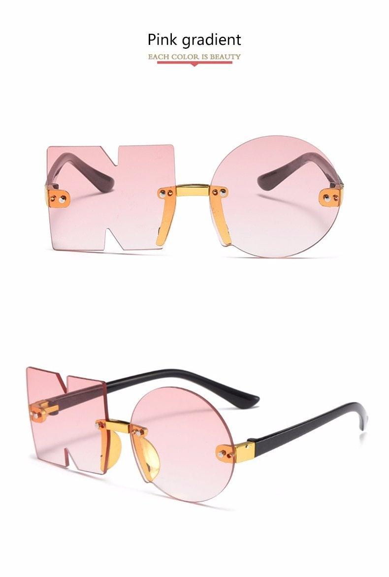 Letter NO Party Rimless Irregular Design Sunglasses For Men/Women Fashionable NO Sunglasses for Kids Oversize & Irregular Design Frameless Polygon Glasses For Children Stevvex