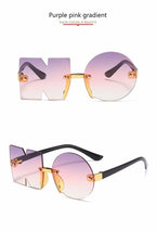 Letter NO Party Rimless Irregular Design Sunglasses For Men/Women Fashionable NO Sunglasses for Kids Oversize & Irregular Design Frameless Polygon Glasses For Children Stevvex