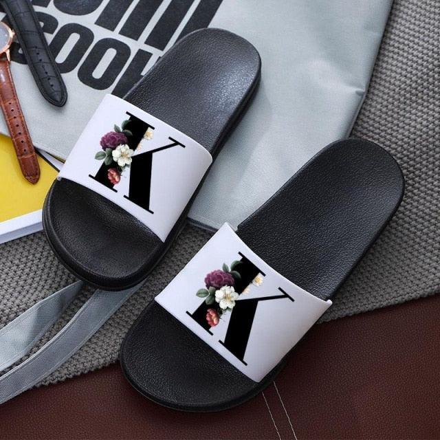 Letters Printed Women Slippers Summer Sandals Non-Slip Flat Beach Shoes Bathroom Flip Flop Slipper Comfort Slides Beach Pool Gym House Slipper Outdoor Fashion Non Slip Flat Sandals Stevvex