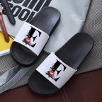 Letters Printed Women Slippers Summer Sandals Non-Slip Flat Beach Shoes Bathroom Flip Flop Slipper Comfort Slides Beach Pool Gym House Slipper Outdoor Fashion Non Slip Flat Sandals Stevvex