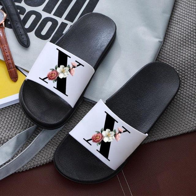 Letters Printed Women Slippers Summer Sandals Non-Slip Flat Beach Shoes Bathroom Flip Flop Slipper Comfort Slides Beach Pool Gym House Slipper Outdoor Fashion Non Slip Flat Sandals Stevvex