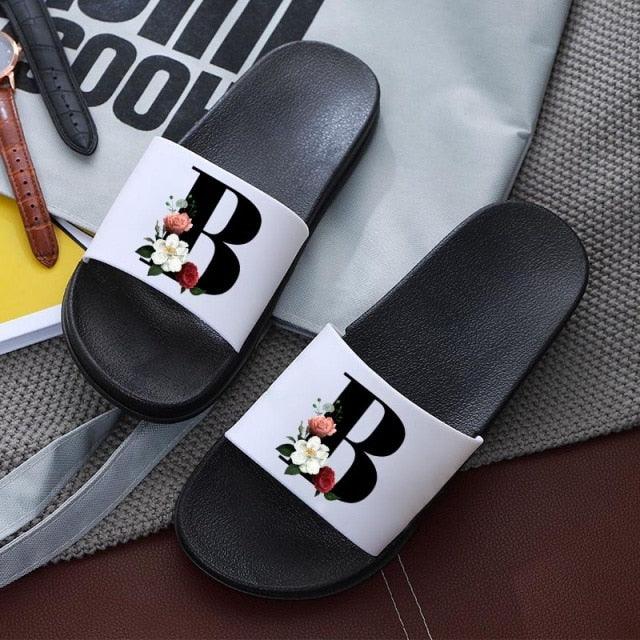 Letters Printed Women Slippers Summer Sandals Non-Slip Flat Beach Shoes Bathroom Flip Flop Slipper Comfort Slides Beach Pool Gym House Slipper Outdoor Fashion Non Slip Flat Sandals Stevvex