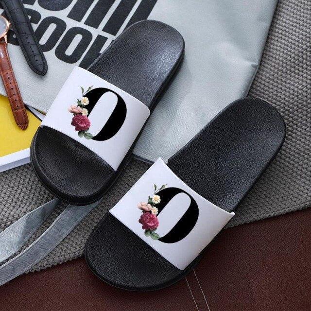 Letters Printed Women Slippers Summer Sandals Non-Slip Flat Beach Shoes Bathroom Flip Flop Slipper Comfort Slides Beach Pool Gym House Slipper Outdoor Fashion Non Slip Flat Sandals Stevvex