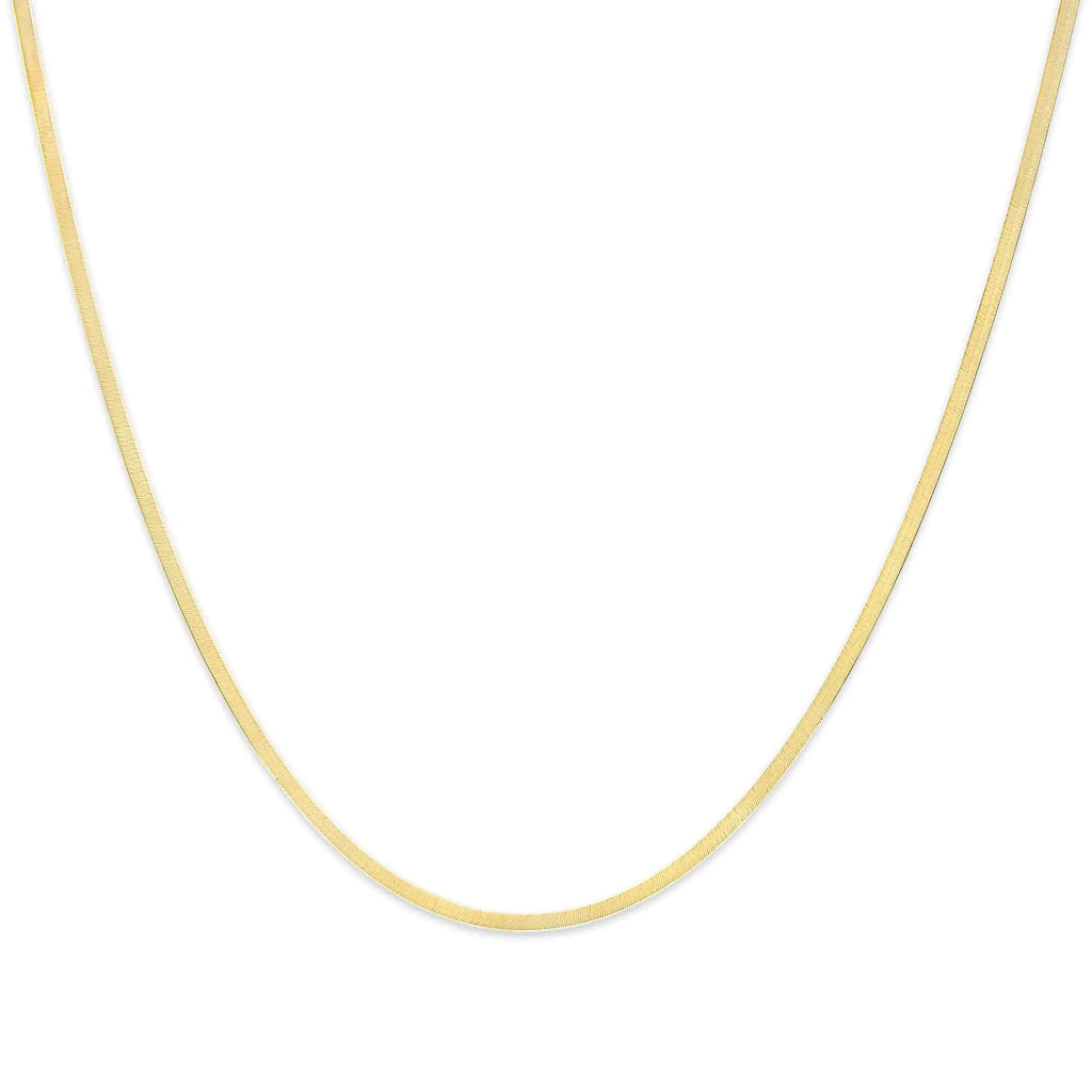 Unisex Solid 14K Gold 2.8mm Imperial Herringbone Chain Necklace Pi-Mart