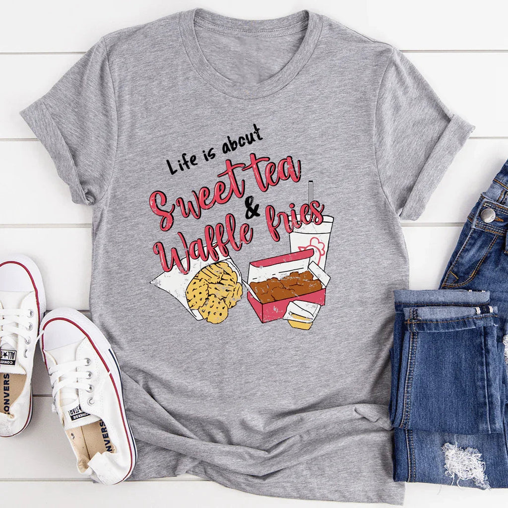 Life Is About Sweet Tea & Waffle Fries Tee - SJB-DIAMOND ELITES