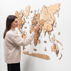 3D Wooden World Map Gold Enjoy The Wood