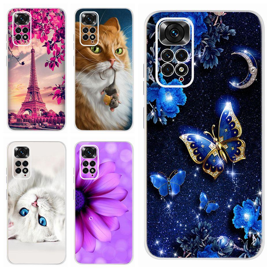 Light Luminous Case for Redmi Case Phone Cover in Soft and Hard PC Shockproof Anti-Scratch Case For Xiaomi Redmi Note 11 Case Redmi Note 11S Cover Luxury Cat Butterfly Soft Silicone Full Bumper For Xiaomi Redmi Note11 S Case Stevvex