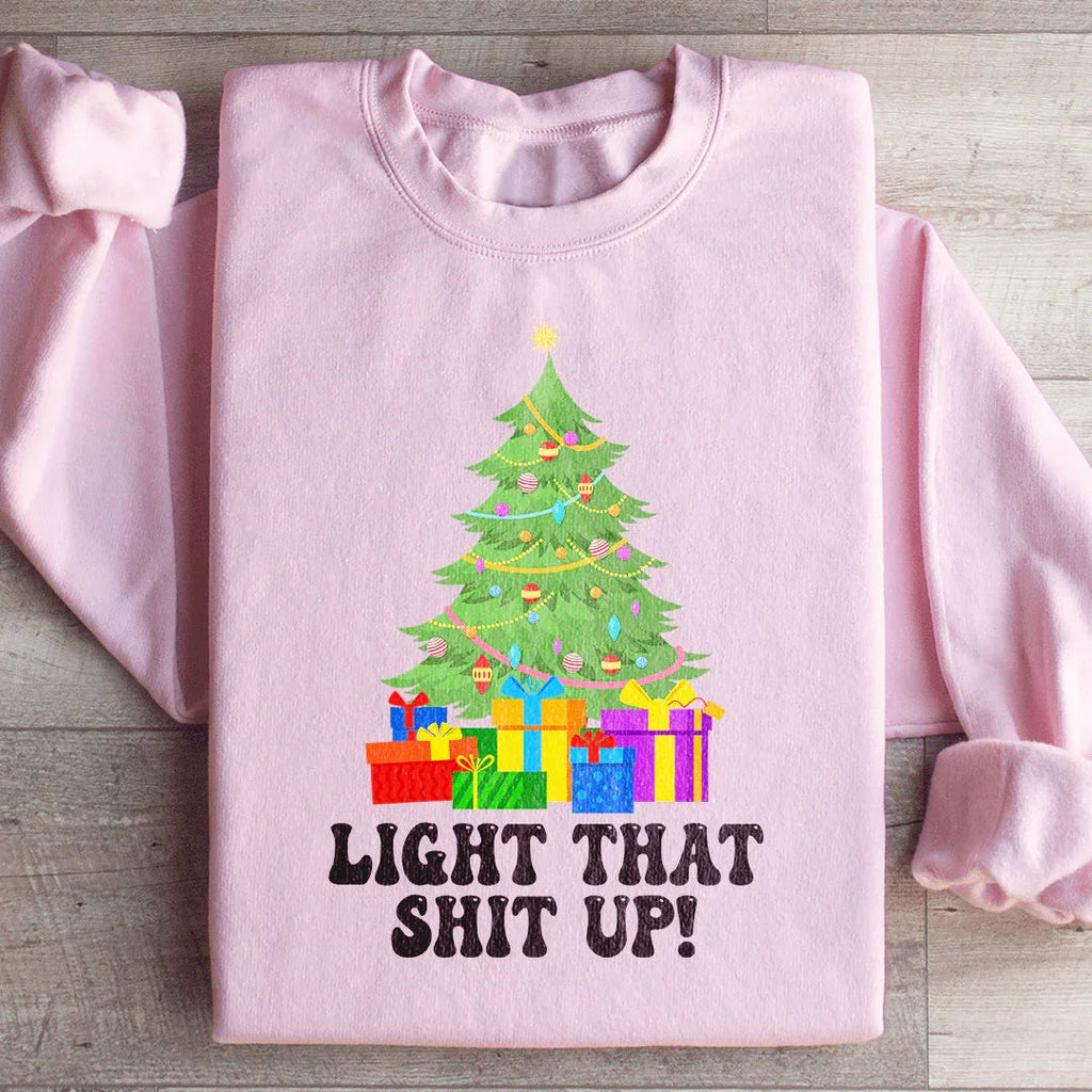 Light That Up Christmas Tree Sweatshirt Peachy Sunday