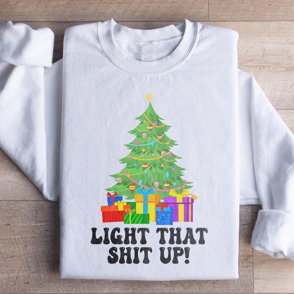 Light That Up Christmas Tree Sweatshirt Peachy Sunday