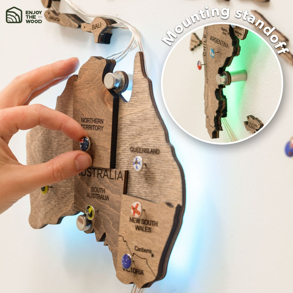 3D LED Wooden World Map 3.0 Terra - SJB-DIAMOND ELITES