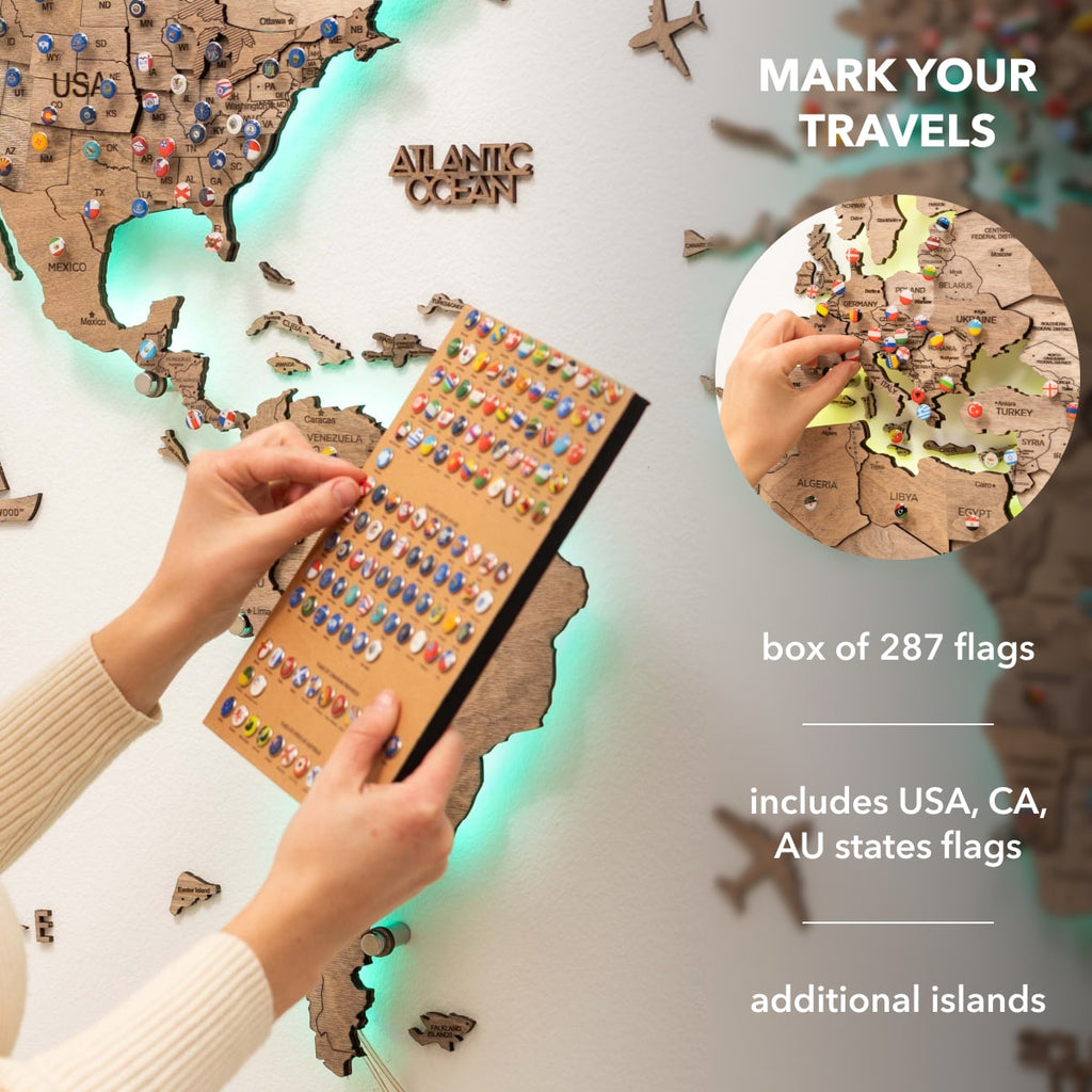 3D LED Wooden World Map 3.0 Terra - SJB-DIAMOND ELITES