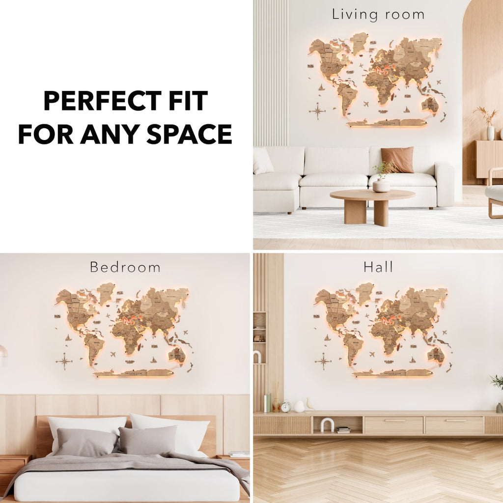 3D LED Wooden World Map 3.0 Terra - SJB-DIAMOND ELITES