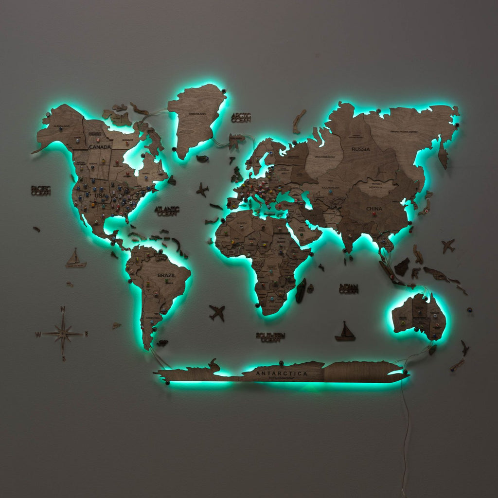 3D LED Wooden World Map 3.0 Terra - SJB-DIAMOND ELITES