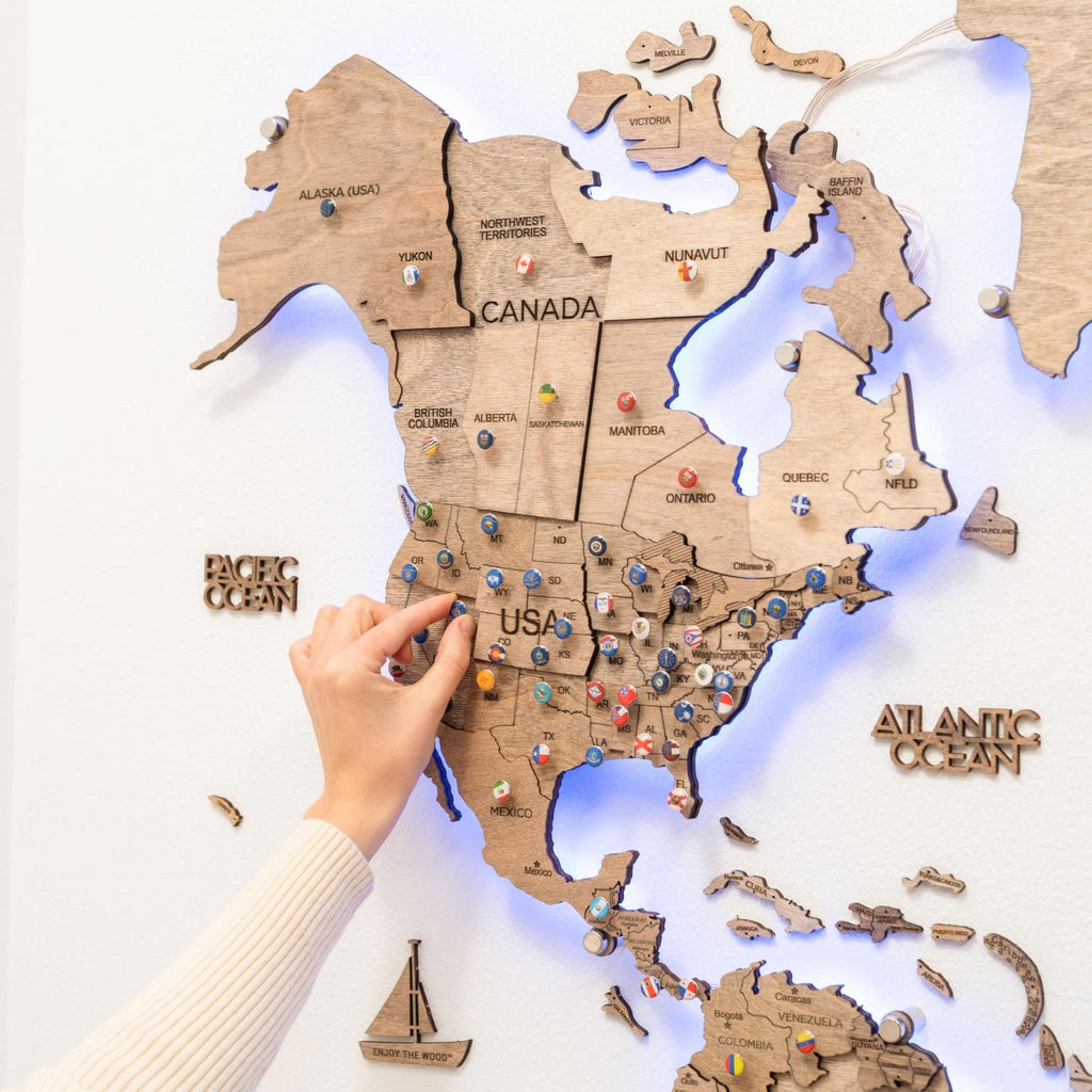 3D LED Wooden World Map 3.0 Terra - SJB-DIAMOND ELITES