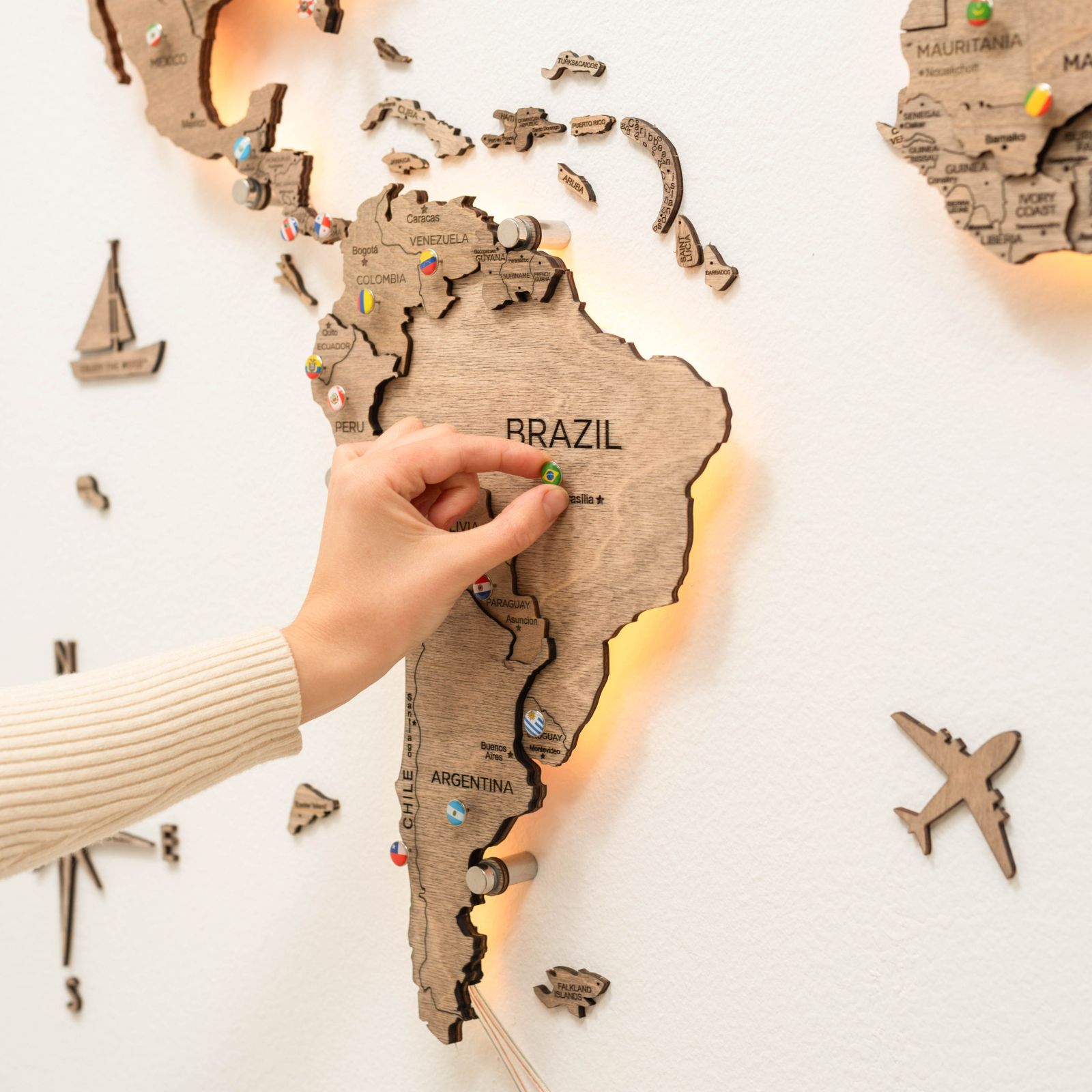 3D LED Wooden World Map 3.0 Terra - SJB-DIAMOND ELITES