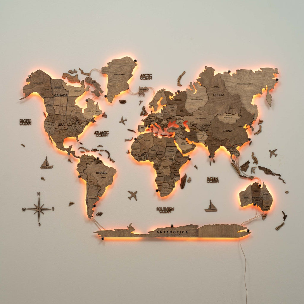 3D LED Wooden World Map 3.0 Terra - SJB-DIAMOND ELITES