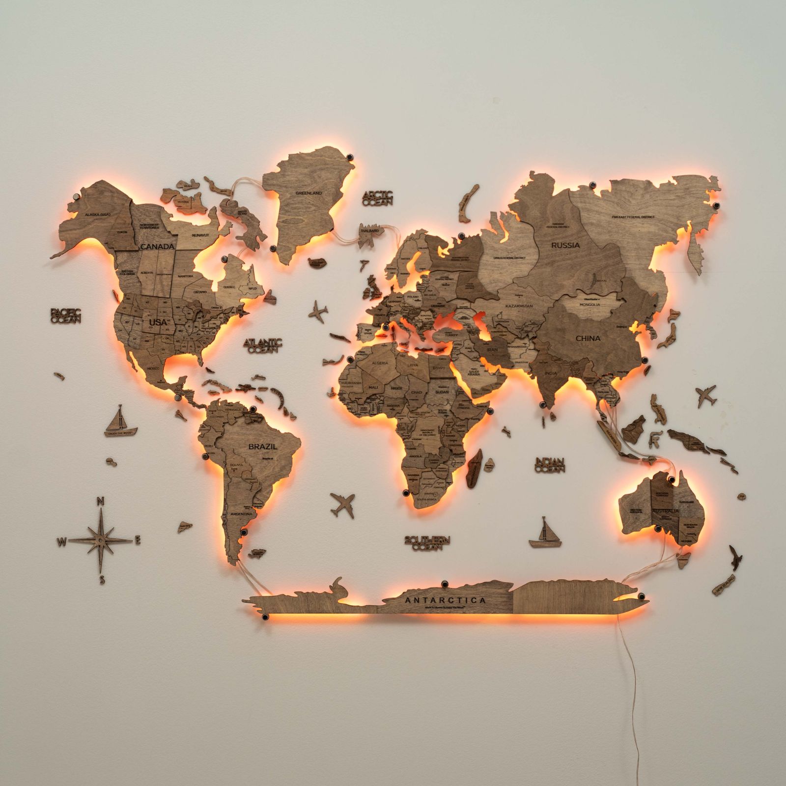 3D LED Wooden World Map 3.0 Terra - SJB-DIAMOND ELITES