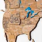 3D Wooden World Map Gold Enjoy The Wood