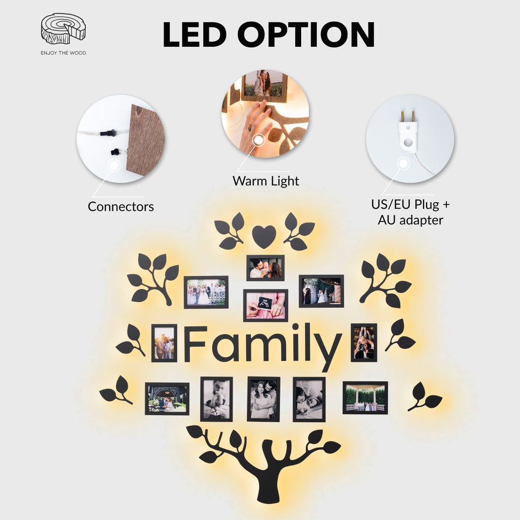 Wooden Led Family Tree - Black Ember - SJB-DIAMOND ELITES