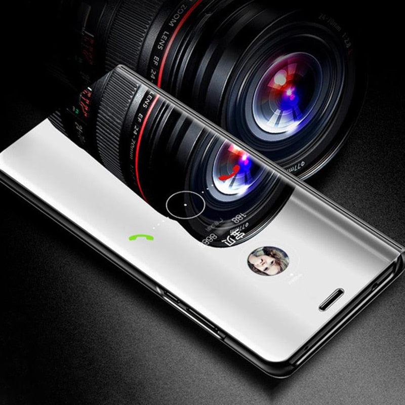 Lightweight Anti Peeping Magnetic Double-Sided Privacy Clear Back Metal Bumper Anti-Spy Phone Cases Cover for iPhone iPhone Smart Mirror Flip Case For iPhone 13 12 11 Pro XS Max XR Magnetic Stand Cover Stevvex