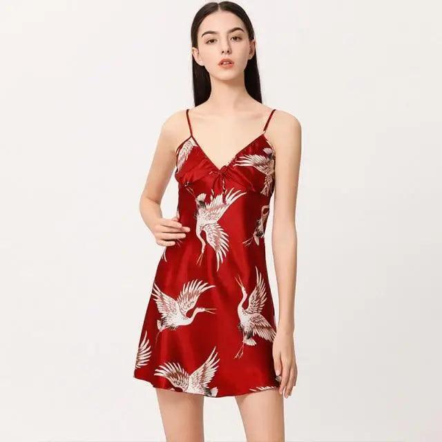 Lightweight Black Floral Birds Printed Women Bathrobe Elegant Design Floral Breathable Robe Stevvex