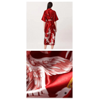 Lightweight Black Floral Birds Printed Women Bathrobe Elegant Design Floral Breathable Robe Stevvex