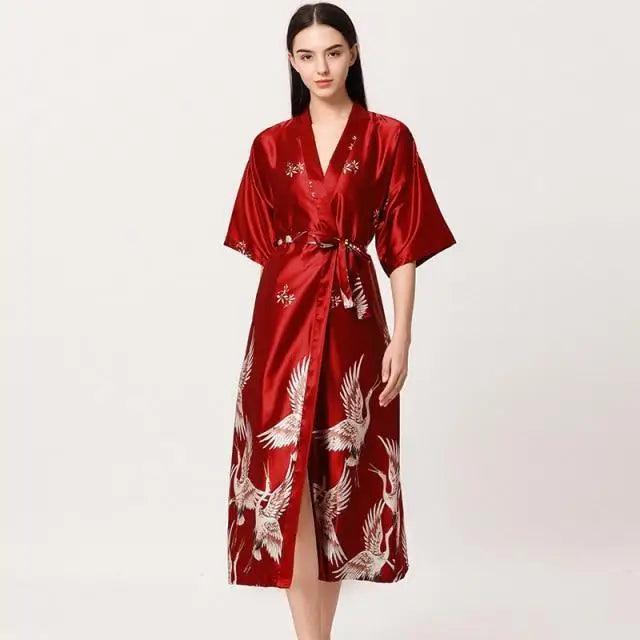 Lightweight Black Floral Birds Printed Women Bathrobe Elegant Design Floral Breathable Robe Stevvex