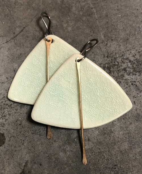 Lightweight Ceramic Boho Statement Dangle Earrings Handmade