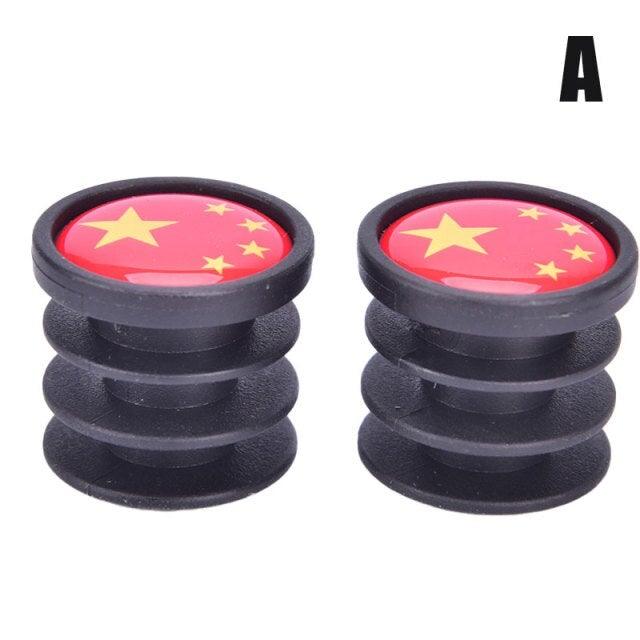 Lightweight Mini Bicycle National Flag Handlebar End Plugs For Mountain Road Bike Bicycle Grips Parts Protective Cover Handlebar Bar End Plugs Plastic Bike Handlebar End Caps For Road Bike Most Bicycle Stevvex