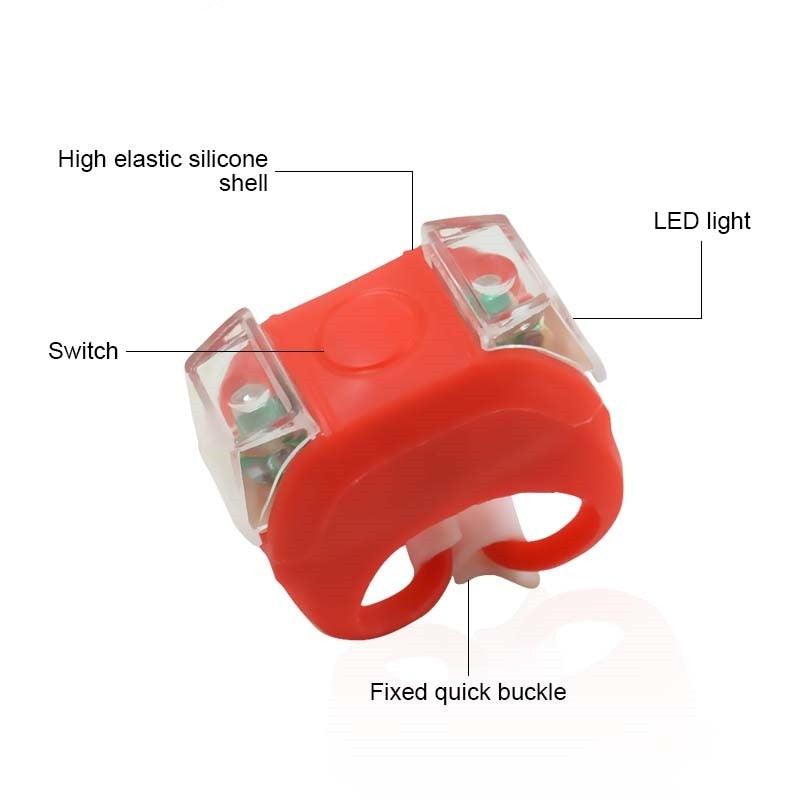 Lightweight Mini LED Silicone Bicycle Front Rear Light Waterproof Mountain Road Bike Cycling Headlight Tail Warning Lamp Silicone LED Bike Light Bike Headlight And Taillight Multi-Purpose Waterproof Bike Light For Cycling Stevvex