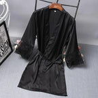 Lightweight Pink Women Sleepwear Classic Design Silk Bathrobe Lace Trim Bridesmaid Bride Party Robes Stevvex
