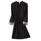 Lightweight Pink Women Sleepwear Classic Design Silk Bathrobe Lace Trim Bridesmaid Bride Party Robes Stevvex