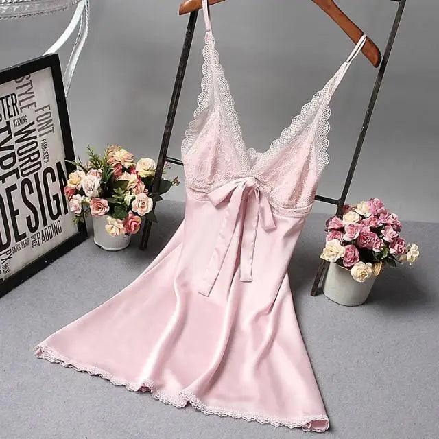 Lightweight Pink Women Sleepwear Classic Design Silk Bathrobe Lace Trim Bridesmaid Bride Party Robes Stevvex