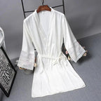 Lightweight Pink Women Sleepwear Classic Design Silk Bathrobe Lace Trim Bridesmaid Bride Party Robes Stevvex