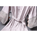 Lightweight Pink Women Sleepwear Classic Design Silk Bathrobe Lace Trim Bridesmaid Bride Party Robes Stevvex