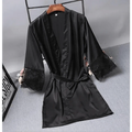 Lightweight Pink Women Sleepwear Classic Design Silk Bathrobe Lace Trim Bridesmaid Bride Party Robes Stevvex