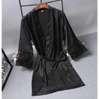 Lightweight Pink Women Sleepwear Classic Design Silk Bathrobe Lace Trim Bridesmaid Bride Party Robes Stevvex
