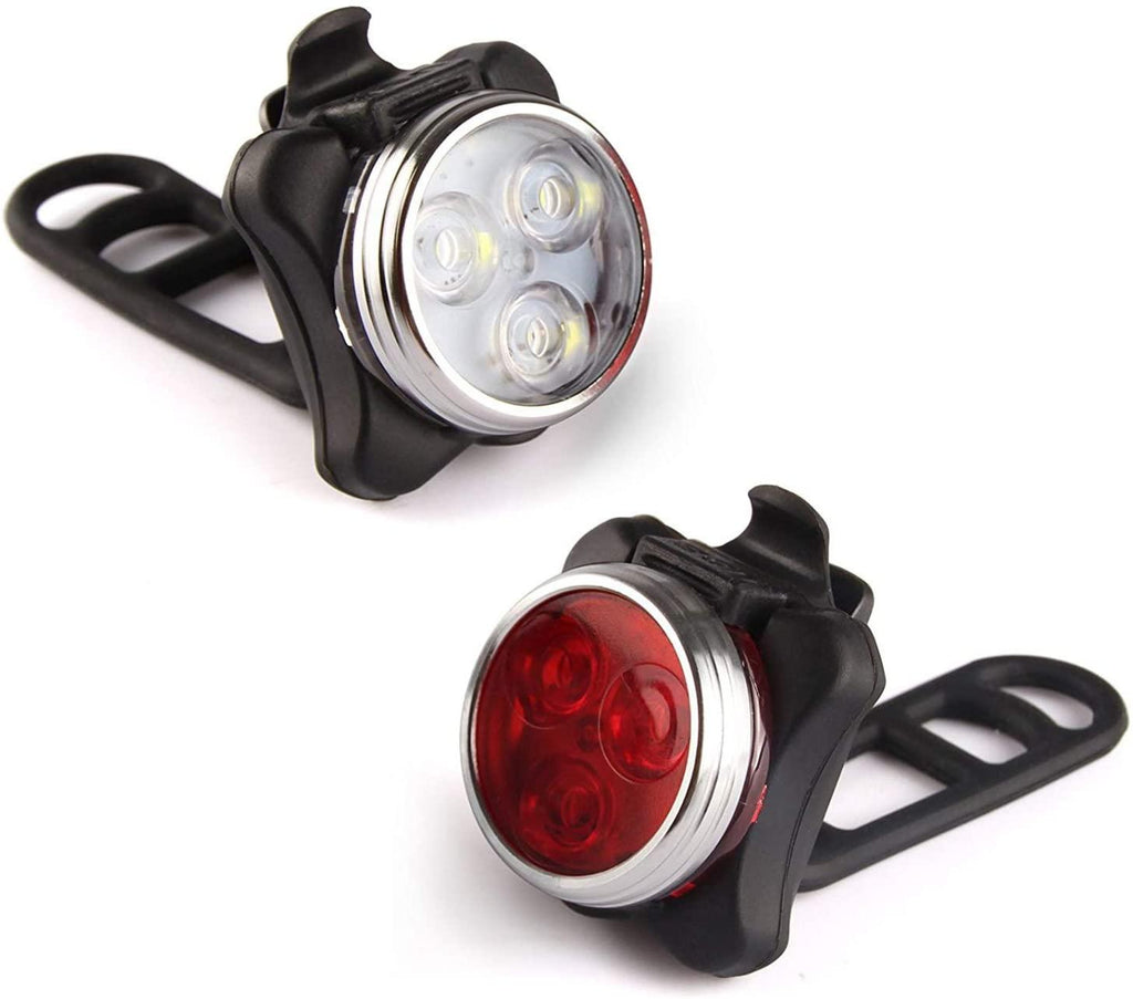 Lightweight USB Rechargeable Bike Light Set Super Bright Front Headlight And Rear LED Bicycle Light 4 Light Mode Options USB Rechargeable Bike Light Set LED Bicycle Front Headlight And Rear Taillight Lithium Battery 650mAh Stevvex