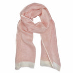Linen Gauze Two-Tone Scarf Lightweight Handwoven Eyelash Fringe White Stripe BandsCo Straps